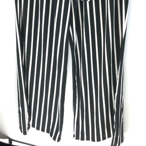 Love Mood Womens Striped Wide Leg Pants Tie Waist - Picture 3 of 3